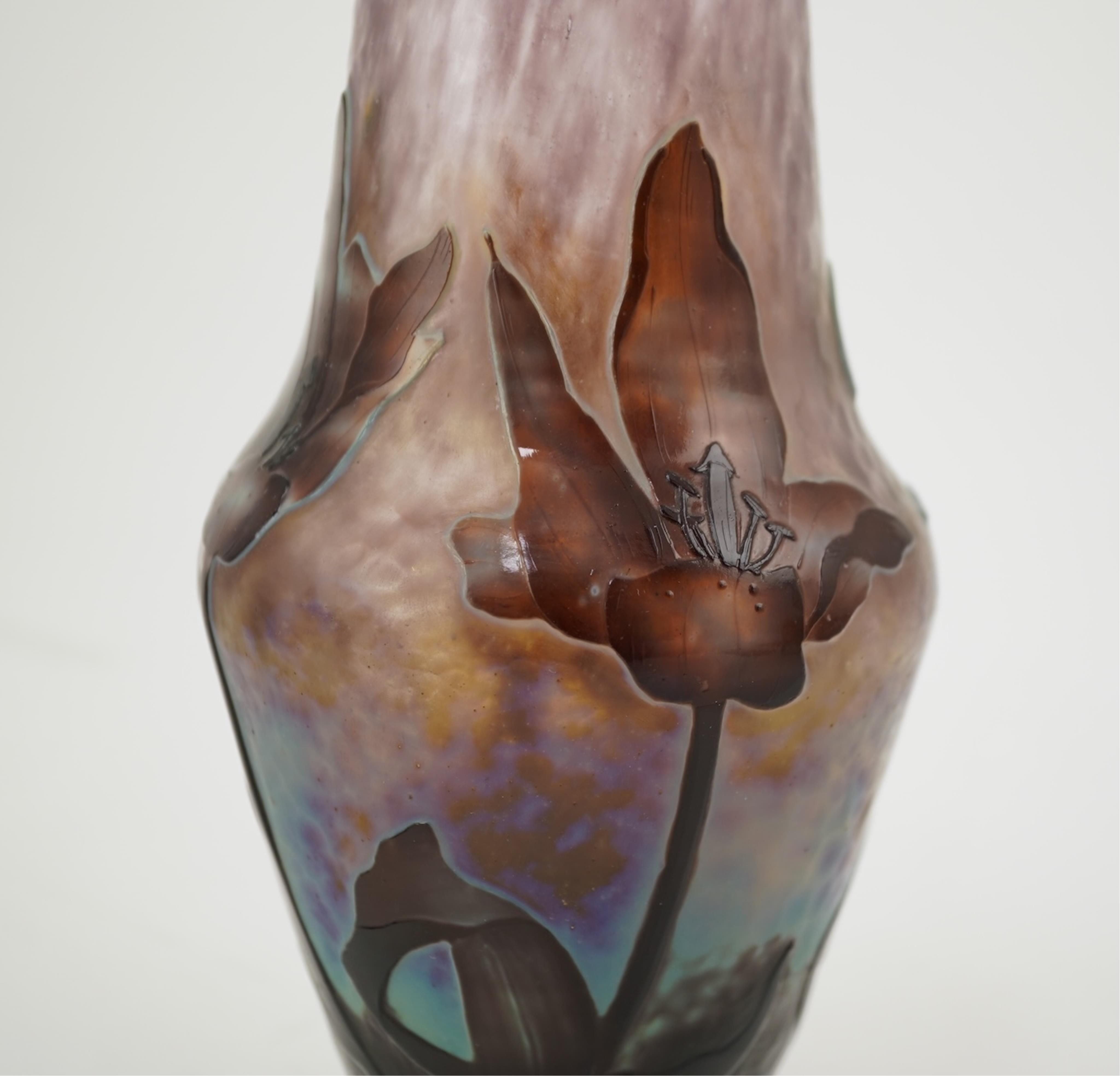 A Daum Freres cameo glass ‘tulipe’ vase